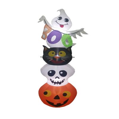 China Beautiful 7ft Tall Colorful Ghost Cat Pumpkin Totem Halloween Decoration Boo Flag Toy Holiday Lights Inflatable Outdoor Halloween Decorations for sale