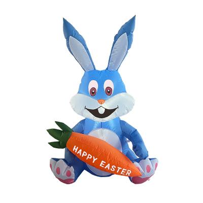 China Lovely Outdoor 1.2m Easter Cartoon Inflatable Bunny Led Lights Festival Easter Inflatable Cute Bunny for sale