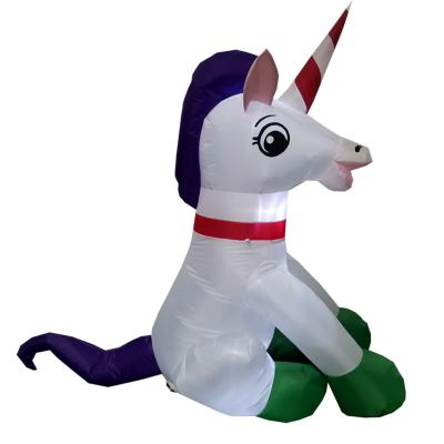 China Lovely Inflatable Rainbow Little White Horse 4ft Large Outdoor/Inflatable Party Indoor Decoration With LED Lights Party Supplies for sale