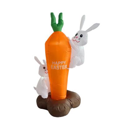 China Lovely Bunny Outdoor Participation Carrot Cartoon Inflatable Model 1.8m Easter Inflatable Led Lights Holiday Decoration for sale