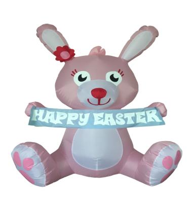 China 4ft Tall Holiday Party Outdoor Decoration Pink Bunny Customized Lovely Lovely Rabbit With Inflatable Sign Cartoon Easter Bunny for sale