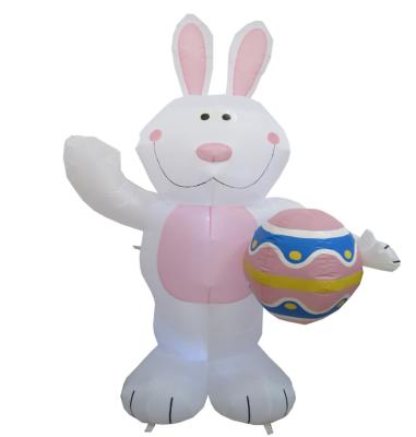 China Lovely 7ft Tall Rabbit With Eggs Easter Inflatable Rabbit Outdoor Party Decoration Lighting Inflatable Rabbit Bunny Model for sale