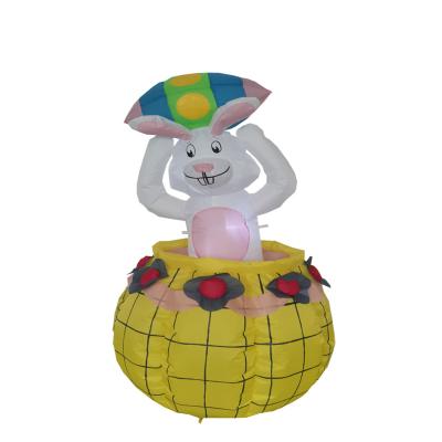 China Lovely 4ft Lovely Rabbit in Basket Bunny Inflatable Easter Outdoor Inflatable Decoration with LED Lighting in Favorable Price for sale