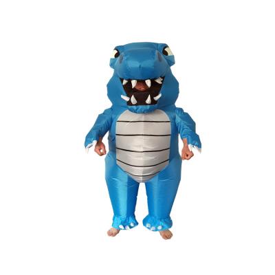 China Hot Selling Funny Blue Inflatable Stage Performance Costume Vintage Dinosaur Party Filling Game for sale