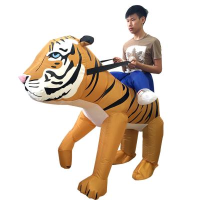 China Unique Adult Inflatable Blower Inflatable High Power Built-in Air Blower Halloween Party Fun LUCKTY Tiger Inflatable Costume for sale