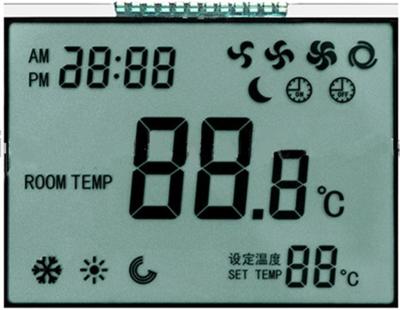 China 7 segmenttn LCD Vertoning voor Thermostaat Positieve Wijze 86mm * 49mm * 2.8mm Overzichtsgrootte Te koop