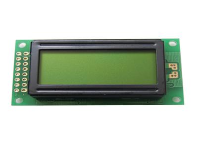 China Gelbgrüne 0802 Punktematrix LCD-Anzeigen-Modul PFEILER Art Linien des Charakter-2 zu verkaufen