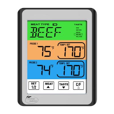 China Kitchen Thermometers CH-212 New Develop Design Three-color and Double Probe Large Touch Screen Digital BBQ Meat Thermometer for Kitchen for sale