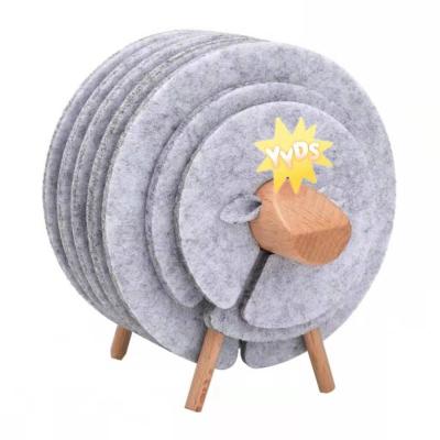 China Cute Decortive Custom Design Felt Sheep Coasters Home Decoration With Heat Resistant And Anti Scalding for sale