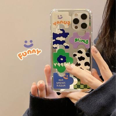 China Makeup Shockproof Creative Mirror Puzzle Moving Case For iPhone 13 12 11 pro XS X Max XR 8 7 plus Anti-drop Shockproof Soft TPU Cover for sale