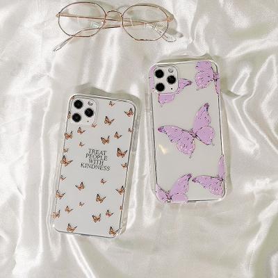 China Shockproof Aesthetic Butterfly Clear Soft Silicone Phone Case For iPhone 7 8 Plus Mini Max Pro 11 12 Pro 13 X XS XR Back Bumper Cover for sale