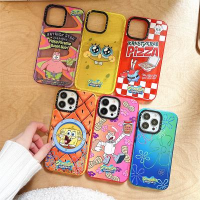 China New Brand Impact Black Border Graffiti Sponge Bob Pizza TPU Shockproof Cell Phone Cases For Apple iPhone 13 11 12 pro XR max XS max 7 8p for sale