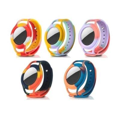 China 2022 New Rainbow Shockproof Sport Soft Silicone Strap For Apple Airtag Wrist Strap Cover Device Case Watch Band For Kids for sale