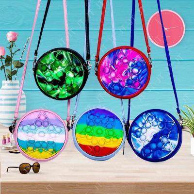 China Wholesale New Silicone Pop Shoulder Toys Bag Rainbow Simple Sensory Busy Person Bag School Supplies Backpack Push Bubble Silicone Bags for sale