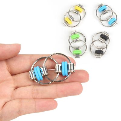 China Mini Toy 2022 New Worry Relief Ring Spinner Bike Chain Stainless Steel Wiggle Head Flippy Key Chain Toys for Kids and Adults ADHD & ADD for sale