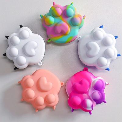 China 2022 Hot Cute Sensory Squishy 3D Cat Paw Animal Popping Silicone Bubble Push Bubble Ball Game for sale