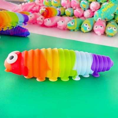 China 2022 Creative Colorful Cement Plastic Tiktok 3D Twist Toys Relieves Fun Decompression Snails Luminous Finger Slug Curls Up Sucker Wiggle Person Toys for sale