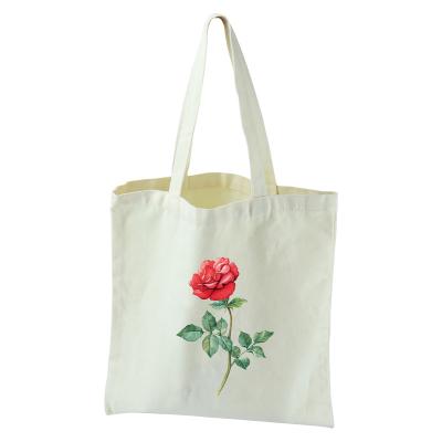 China Recyclable Fashion Rose Design Durable Factory Directly Sell Tote Canvas Shopping Bag Bags With Custom Printed Logo for sale