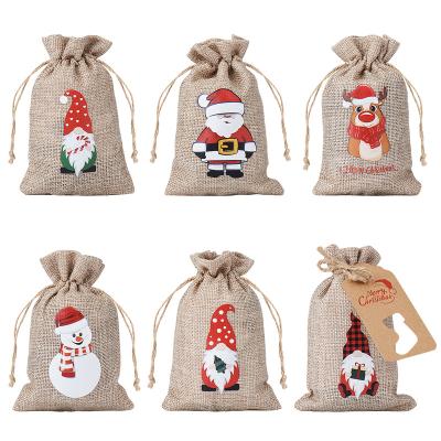 China 24 Pieces DIY Craft Christmas Recyclable Burlap Bags With Drawstrings Burlap Candy Present Bags Christmas Burlap Bags for sale