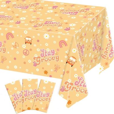 China Waterproof 54X108 In Plastic Party Disposable Waterproof And Oil-Resistant PEVA Table Cloth for sale