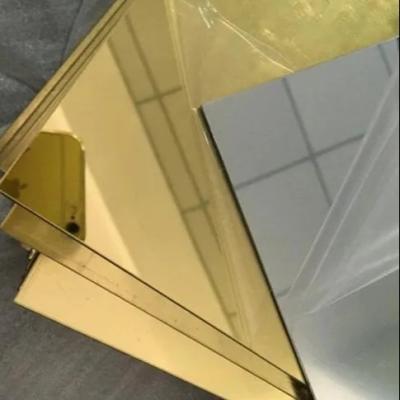 China Decoration 201 Stainless Steel Sheet Golden Mirror Finish 1mm 2mm Thick With Film zu verkaufen