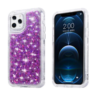 China Anti-drop Strong 3 in 1 Shockproof Epoxy TPU PC Glitter Mobile Phone Case For Iphone 13 for sale