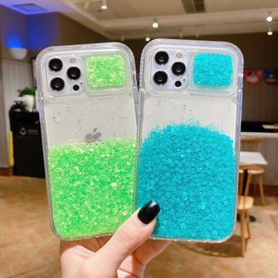 China Anti-fall Push Window 2 In 1 Glitter Epoxy Tpu PC Back Cover Case For Iphone 13 pro for sale