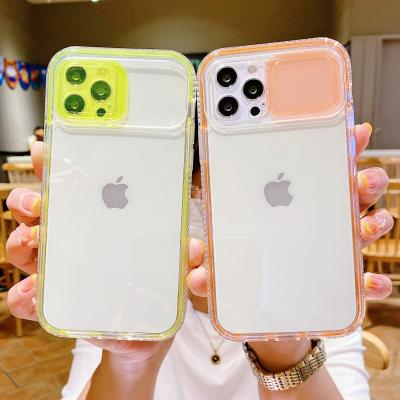 China Anti-drop Push Window 2 In 1 Colorful Transparent Tpu PC Phone Case For Iphone 13 Pro Max for sale