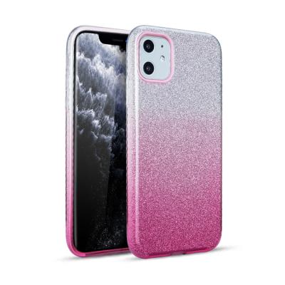 China Gradient Color 3 in 1 TPU PC Glitter Paper Gradient Back Cover For Iphone 11 Case Glitter Bling for sale