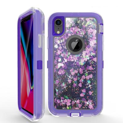 China Robot Shockproof Clear Glitter Defender Back Cover For Iphone XR Liquid Silicone Case for sale