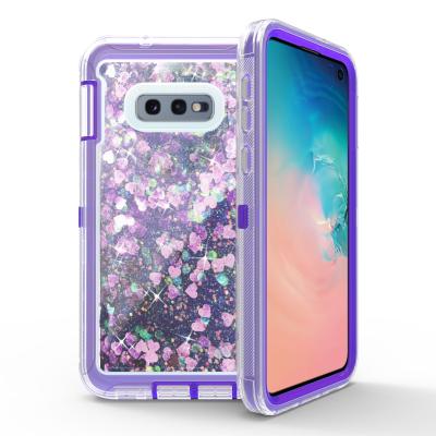 China Shockproof Heavy Duty Shockproof Defender Liquid Glitter Case For Samsung Galaxy S10e for sale