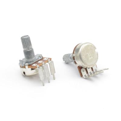 China Click sound 16mm metal shaft with busing with horizontal single thread H 12.5mm rotary potentiometer. for sale