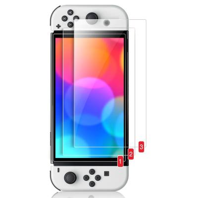 China Switch oled screen protector 3 Packs 9H HD Tempered Glass NS Protector Screen Protector For Nintendo Switch OLED Accessories Glass Film With Color Box for sale