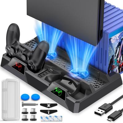 China For Playstation 4 For PS4 Accessory For PS4 Slim/PS4 Pro/PS4 Dual Stand Charger Vertical Stand Holder Charging Station With Cooler Fans Q34-BBC for sale