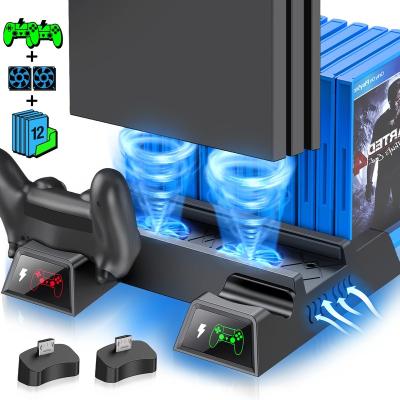 China For PS4 Slim/PS4 Pro/PS4 Vertical Stand With Dual Fan Controller Charging Station For Playstation 4 For PS4 Accessories Q128-BBC for sale