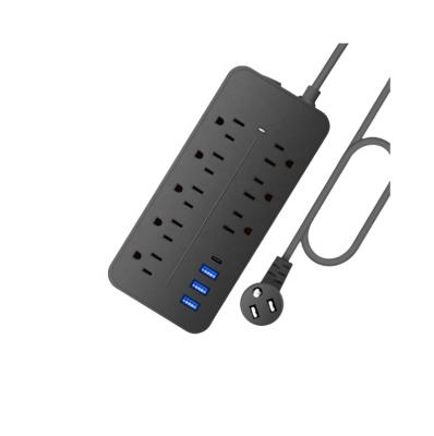 China Commercial 8 Outlets Extension socket  multifunctional  3 USB power extension socket Power Strip Surge Protector Extension Socket for sale