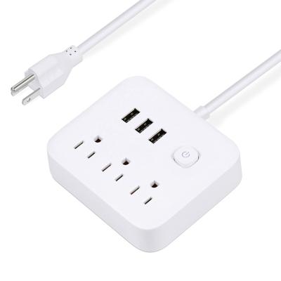 China Commercial 3 Outlets Extension socket  multifunctional  3 USB power extension socket Power Strip Surge Protector Extension Socket for sale