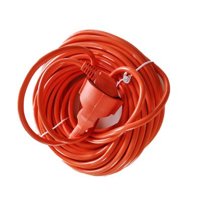 China Industrial Equipment 16A 250V Outdoor  Custom  Extension Cord Lead European 2-Pin Plug Orange 20m for sale