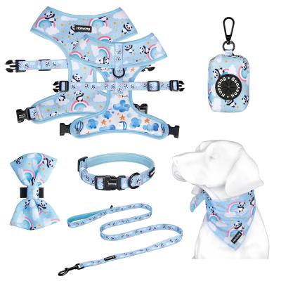 China Personalized Pet Accessories Dog Harness Dog Collar Leash Set With Custom Designs Pet Supplies for sale