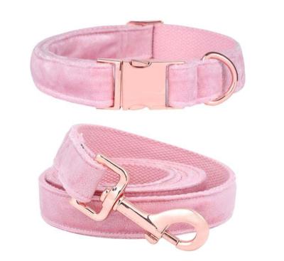 China Amazon Prime OEM Manufacturer Sublimation Luxurious Metal Soft Padded Velvet Dog Collar and Leash Set for sale