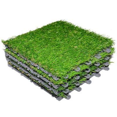 China Chinese High Quality Artificial Sports Grass Landscape 250x250mm, Interlocking Artificial Grass Tile for sale