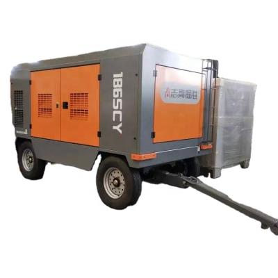 China 10hp Lubricated Skid Mounted Diesel Engine Portable Heavy Duty Diesel Screw Air Compressor for sale