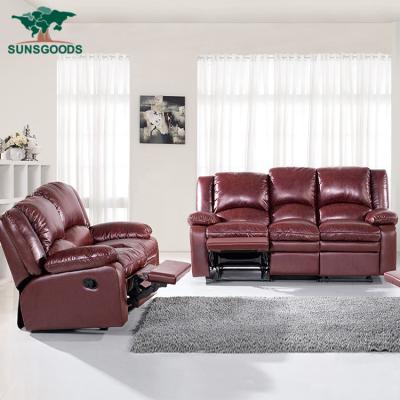 China (Size) Adjustable Best Selling Reclining Sofa Set, 100% Top Grain Leather Reclining Sofa Set, Pure Leather Reclining Sofa Set for sale