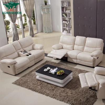 China Customized Sofa Sectional Reclining Real Leather Sofa Set, Reclining Genuine Leather Sofa Set, Reclining White Leather Sofa Set for sale