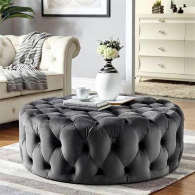 China Factory Price Tufted Velvet Stool Stool (Height) Single Round European Style Adjustable for sale