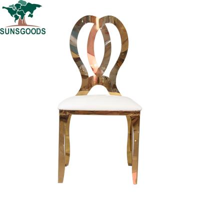 China (Other) New Design Adjustable Rose Gold Rabbit Ears Stainless Steel Wedding Banquet Chair for sale