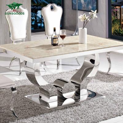 China (size)luxury adjustable metal dining table,stainless steel dining table designs,stainless steel dining table and chair sets for sale