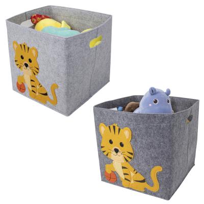 China Folding Storage Basket with Carry Handles for Toys Clothes Canvas Basket Toy Storage Box Organizer Folding Cloth Cotton Storage for sale