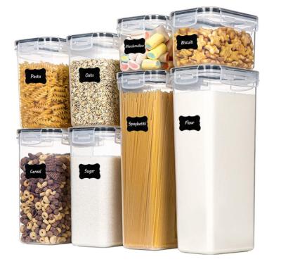 China Sustainable Choice Fun Plastic Food Storage Container Sets With Airtight Lid Stackable Food Box Kitchen Storage Jars for sale