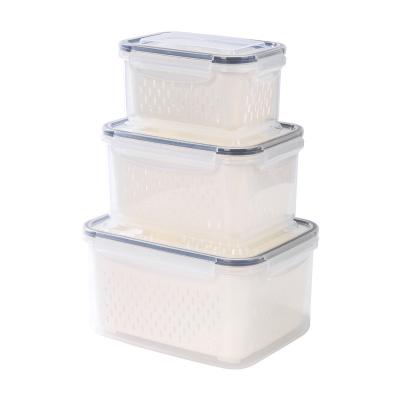 China Universal Plastic Freshness Preservation Food Storage Box 2 Layer Drain Basket Kitchen Fruit Vegetable Drying Storage Sieve Wash Basket for sale